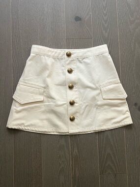 Burberry Cream Button-Front Mini Skirt
